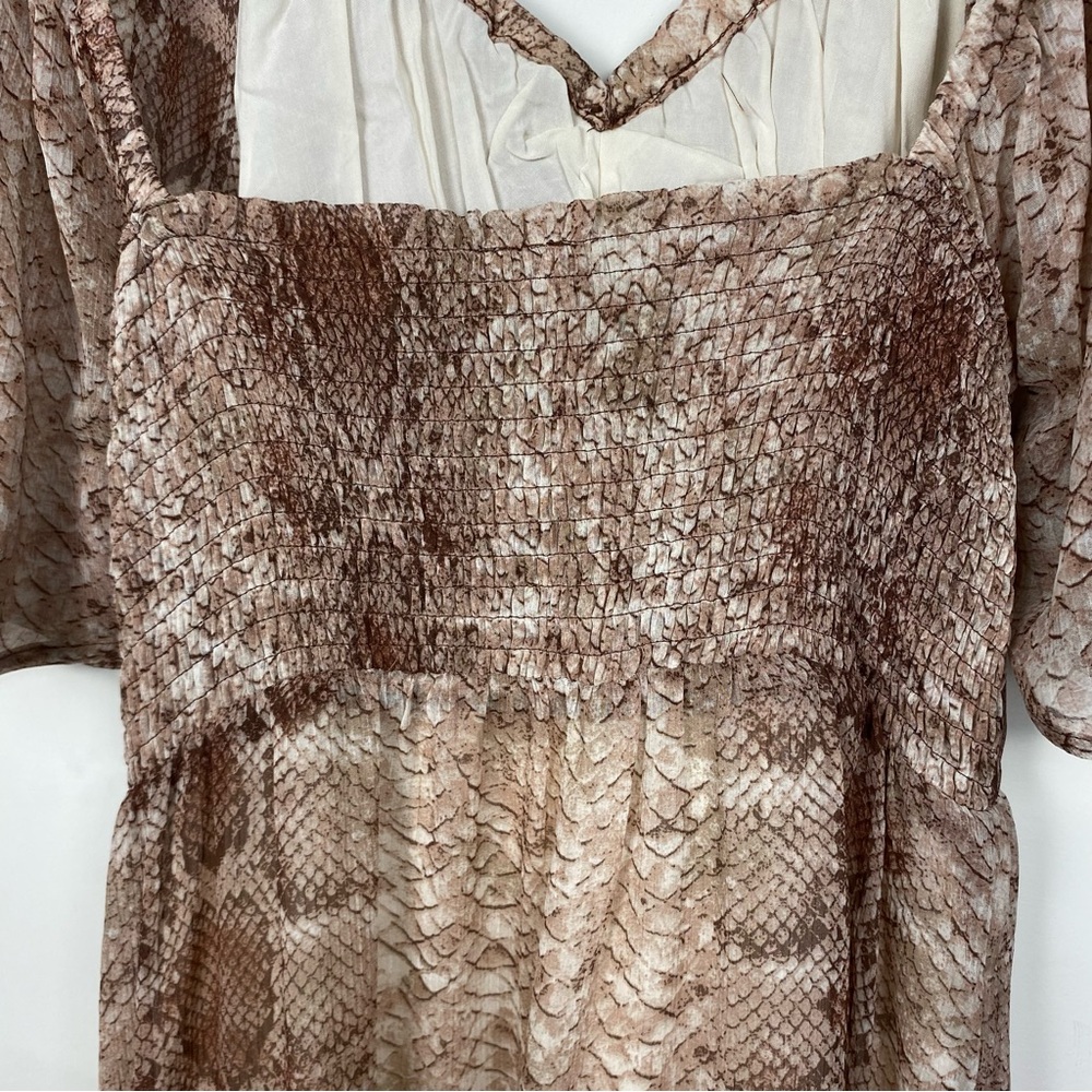 ANTHROPOLOGIE NWT Short Sleeve Tiered Maxi Dress, Snakeskin Print, Size Small - Picture 12 of 16